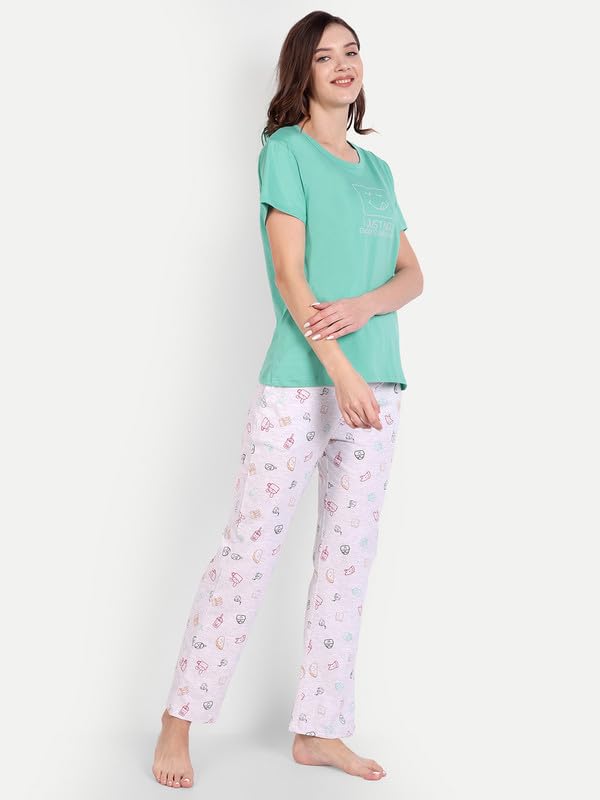 Image of Bedtime story Cotton Night Suit for Women Girls | Women's Cotton Printed Pant & Top Night Suit Set Pyjama Set Sleepwear Nightwear Nightdress Loungewear