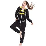 qazxsw Onesies Unisex Einteiliger Pullover Winter Einteiliger Pullover Hero Batman Paar Jumpsuit College Freizeitsport