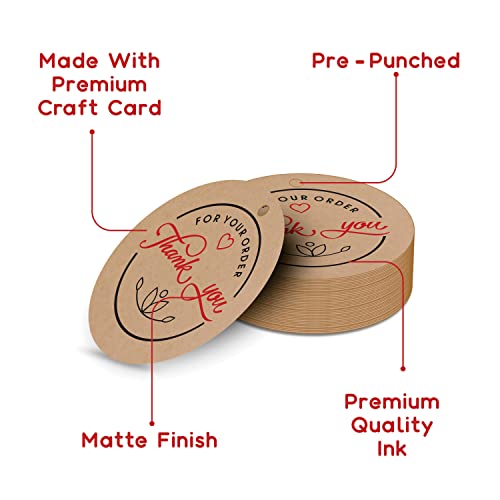 Image of Clickedin - 2 Inch Thank You for Your Order Craft Tags for Packaging with String 50 Pieces