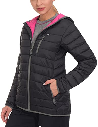 Little Donkey Andy Women's Packable Lightweight Puffer Jacket Hooded Windproof Winter Coat With Recycled Insulation Black S #TOP1