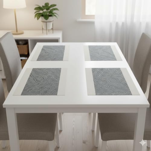 Image of YELONA Placemats Set of 4, Heat-Resistant Woven Vinyl Table Mats, Non-Slip & Washable Dining Tablemats for Kitchen & Dinner Decor, Anchor Grey (45cm x 30cm)