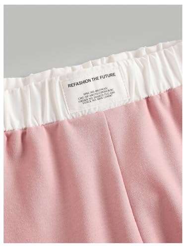 Image of RoseSeek Girl's Baggy Sweatpants Letter Patched Wide Leg Pants Elastic Waist Long Trousers Joggers Trendy