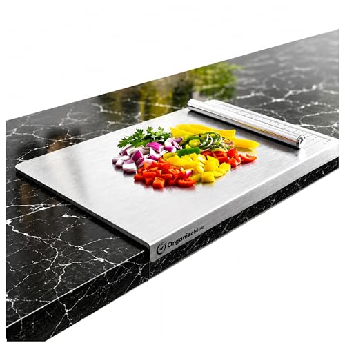 OrganizeMee Stainless Steel Worktop Platform kitchen cutting board Board for Vegetables Fruits Healthy Safe Durable, Countertop Size 42 cm x 32 CM (Platform Medium)