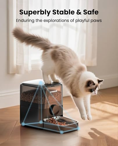 oneisall Automatic Cat Feeder for Large Kibble and Snacks, 12 Cups/3L Timed Pet Feeder for Cats Indoor, Programmable Dry Food Dispenser (Black) | Large Kibble and Snacks, 12 Cups/3L, Programmable Dry Food Dispenser, Corded, Black - Image 6