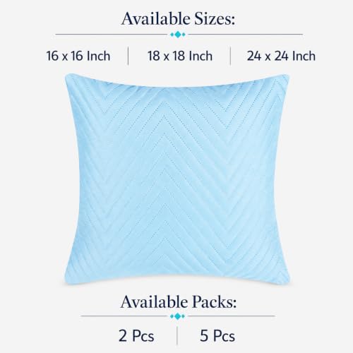 Image of RD TREND UltraSonic Microfiber Cushion Covers, 60 x 60 cm /24 x 24 inches, Set of 5, 250 TC,Back Zipper (Sky Blue)