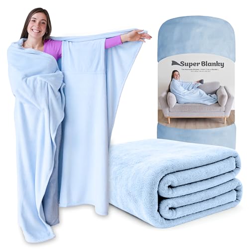 Dreamighty The Wearable Throw Blanket and Cape in One, College Dorm Essentials for Girls, Students, Grandma Gifts, Birthday Gifts for Women Who Have Everything, Get Well Gifts - Breezy Blue