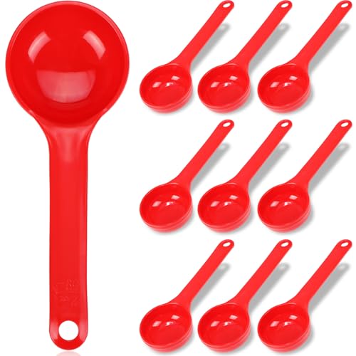 Image of Teenyyou 10 Pcs 2 oz Foodservice Products Measure Spoon with Short Handle Measuring Scoop Miser Food Grade Solid Portion Control Spoon for Oatmeal Creatine Coffee Grains Spices Powders(Red)