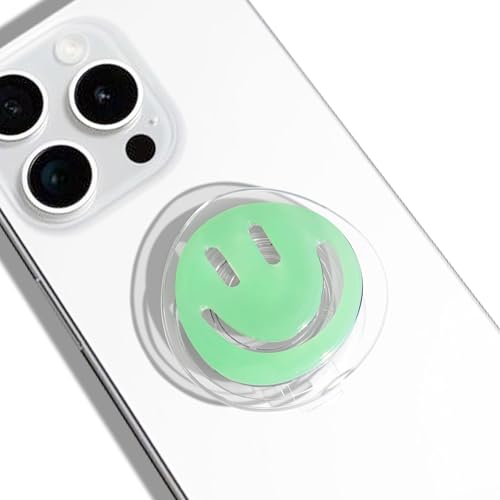 GRIPONG Smiley Face Phone Grip - Fun and Expandable Accessory for Enhanced Smartphone Stability - Smiley Design, Strong Adhesion, Versatile Use (Mint Smiley PG)