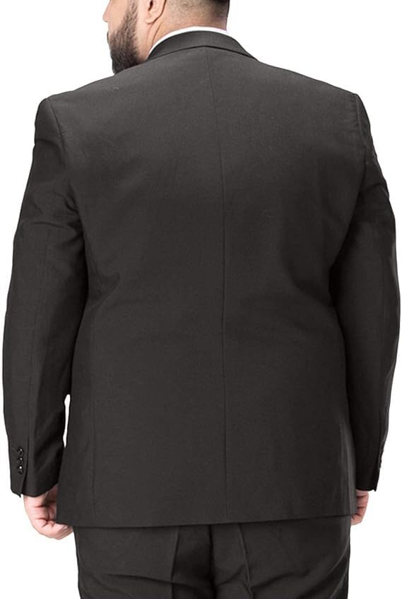 GATMSTZ Men's Formal Big Tall 3 Pieces Suit 2 Buttons Wedding Jacket Vest Pants Black 60 Tall3
