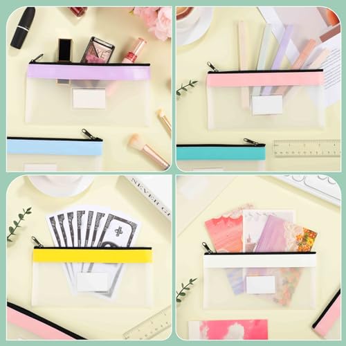6 Stück Geldtaschen Banktasche, 20 x 10cm Transparente Federmäppchen Beutel mit Reißverschluss für Bargeld Scheck Quittungen Organizer