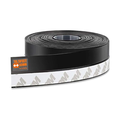 Image of Silicone Seal Strip, Weather Stripping for Door or Window, Weatherproof Soundproof Self Adhesive Door Draught Excluder, Silicone Strip Tape (Black, Length 4.5m, Width 45mm)