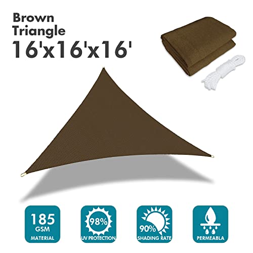 Image of KANAGAWA 16'x16'x16' Sun Shade Sail Brown Curved Triangle
