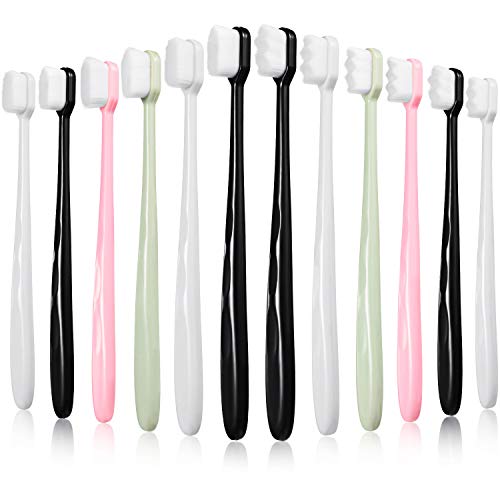 12 Pieces Extra Soft Toothbrush Micro Nano Manual Toothbrush with 20,000 Bristles for Adult Children Fragile Sensitive Gums