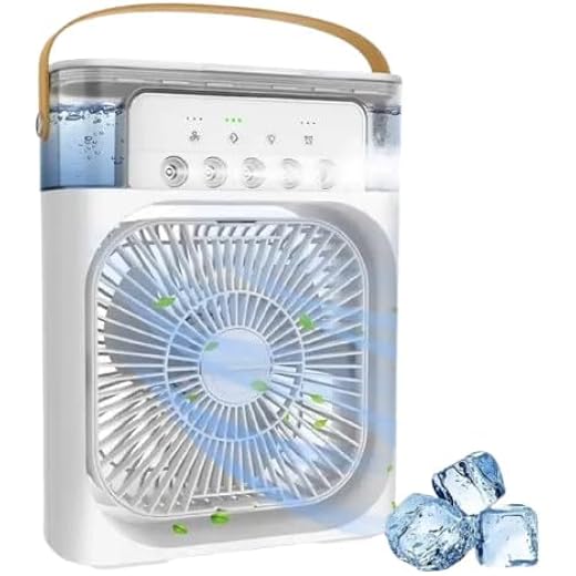PartyFlex Air Conditioners - Small AC Quiet Portable Air Cooler,USB Powered Mini Desktop Cooling Misting Fan, 1 | 2 | 3 Timer 3 Smart Speeds,360Adjustment Office, Home, Room, Carved Design (MULTI)