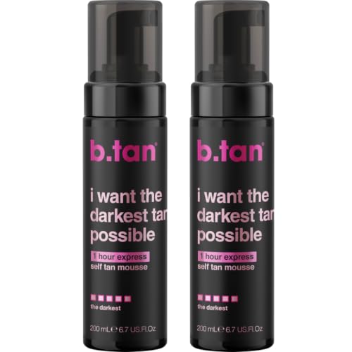 b.tan Ultra Dark Self Tanner Mousse - 2 Pack Express Bronzing Fake Tan Foam