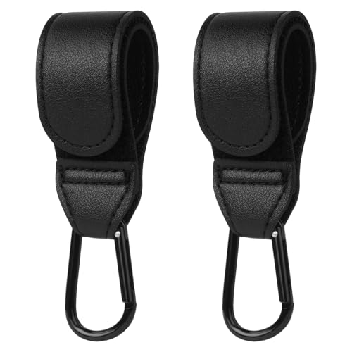 URAQT Ganchos Carro Bebé,2 PCS Colgador Bolso Carrito Bebe,Gancho Carro Bebé Hasta 5 kg,Ajuste Universal Gancho multifuncional,Accesorios Carrito Bebé para Colgar Bolsas, Mochila, Bolso etc (Negro).