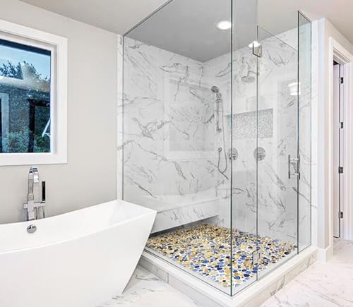 Blujellyfish Glazed Blue Mosaic Ceramic Pebble Porcelain Tile Swimming Pool Bath Shower Wall Flooring Tile Tstgpt001 thumb #3