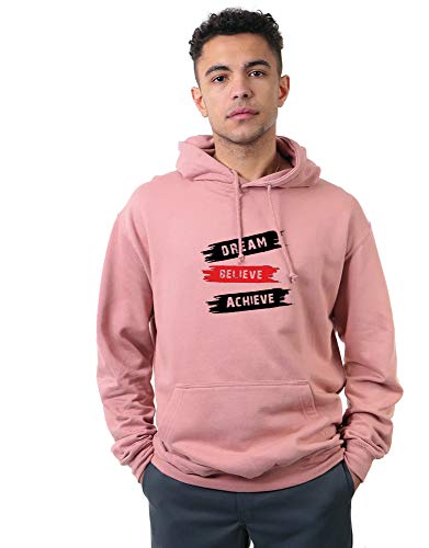 Image of More & More HOODMASTER Men's Cotton Hoodie Sweatshirt with Pockets Full Sleeves Regular Fit Solid Pattern Hooded Neck and Standard Length | Cotton Sweatshirt Men Dusty Pink