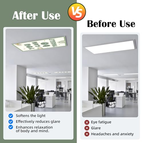 Image of ANGSYLTH 8 Pcs Light Filters for Ceiling Lights, Classroom Fluorescent Light Covers - 4 x 2 Feet Magnetic Office, Hospitals