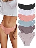 ALLTAG SEXY BIKINI UNTERWÄSCHE: 6er Pack Baumwollunterwäsche für Damen Pack enthält 6 Farben (schwarz, rosa, weiß, grau Blau, khaki, leichtes khaki)