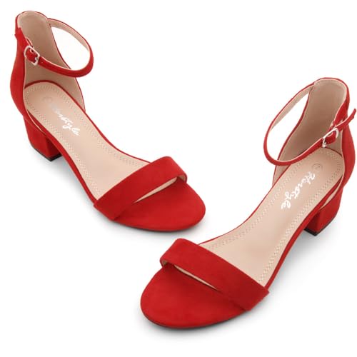 Image of Herstyle Low Block Heels for Women - 2.25 Inch Open Toe Chunky Heel Sandals with Dressy Ankle Strap for Wedding, Prom, Party & Office