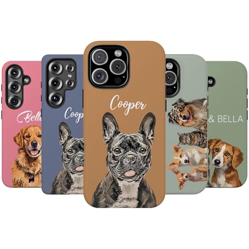 Personalized Dog Photo Phone Case - Custom Dog Cat Phone Case with Pho to and Custom Name, Personalized Pet Picture Image Photo Phone Cover, Gift for Cat Lover Mom Dad Women Men