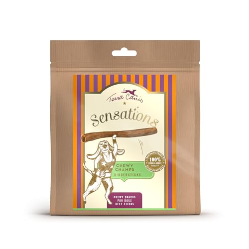 Terra Canis Sensations Chewy Champs - Rindersticks 100g I Natürliche, getrocknete Kauartikel I Beschäftigung durch Kauen | Ergänzungsfuttermittel für Hunde