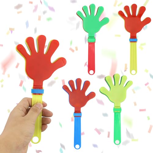 JRSHIRLEYLTD 4 Pièce Clappers de 24 cm Large,Tapettes à Main en Plastique,Coup de Main de fête pour Enfants,Clappers À Main Multicolores,Clap Hand pour Événements Sportifs, Concert