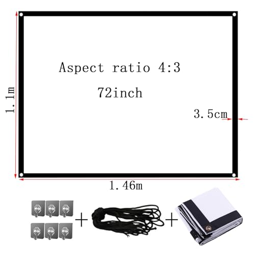 Pantalla de proyección exterior de 72 pulgadas 4:3, pantalla de proyección plegable y portátil de PVC blanco miniatura 2