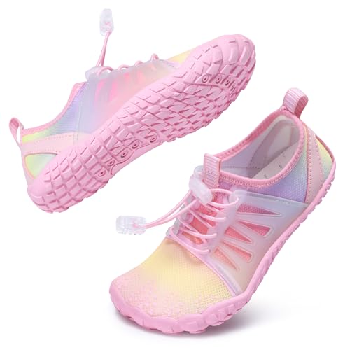 Stelle Kids Water Shoes for Girls Boys Swim Beach Hiking Pool Non-Slip Shoes Barefoots for Toddler/Little/Big Kids（Rainbow，13ML）