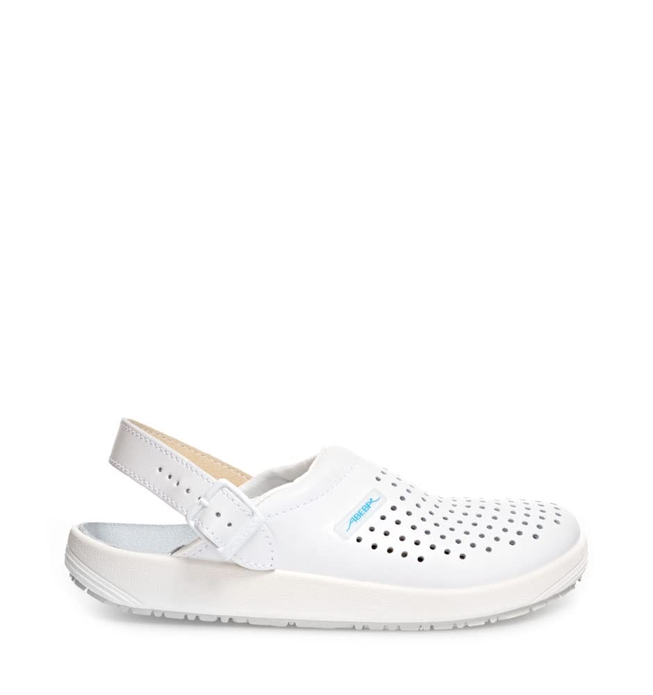 Abeba 9300-43 Size 43 "Rubber" Occupational-Clog Shoe - White