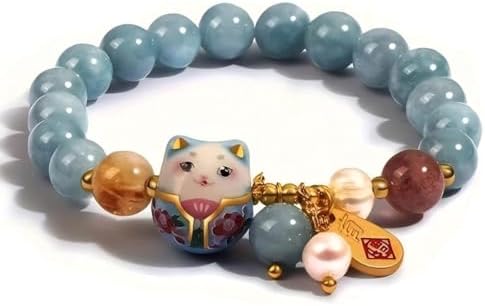 RealThing Authentic Lucky Cat Bracelet with Blue Crystal – Feng S...