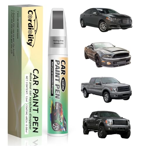 Image of Car Touch Up Paint Sterling Gray Metallic(UJ) for Ford, Color Accurate Car Scratch Repair Pen Fix Auto Paint Chips and Nicks