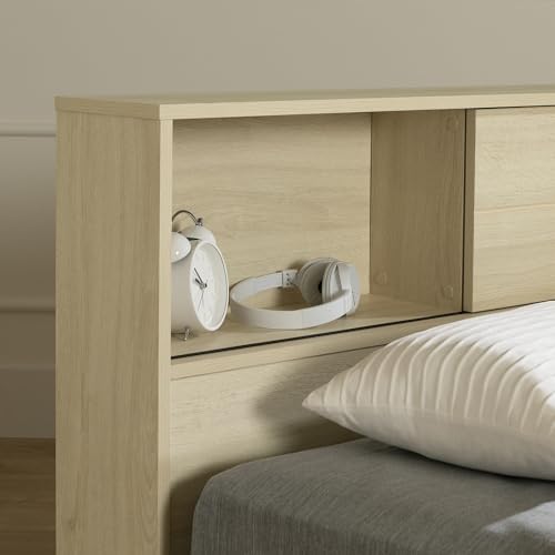 South Shore Noah Bookcase Headboard Bleached Oak, Contemporary