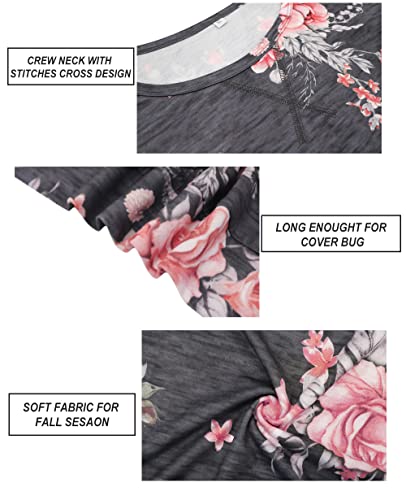 Image of CARCOS Plus Size Tops for Women Color Block Flower /Striped /Camo Crew Neck Long Sleeve Tee Shirt