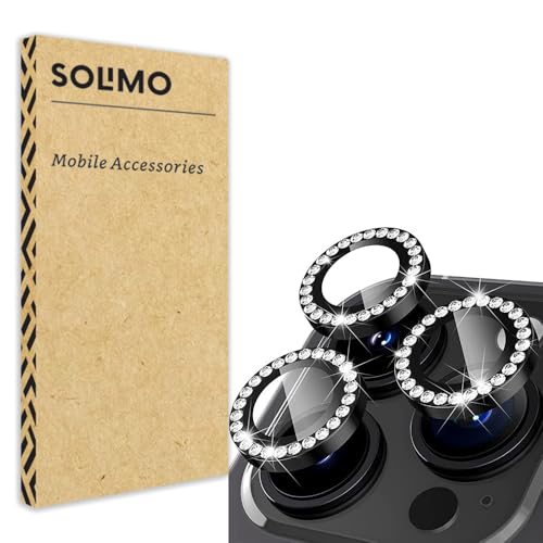 Image of Amazon Brand - Solimo Apple iphone 14 Pro Diamond Camera Lens Protector - Anti-Scratch [9H Hardness] Tempered Glass, Aluminum Ring (Full Coverage, Case-Friendly) - Black Diamond