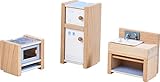 HABA Little Friends Kitchen Room Set - Wooden Dollhouse Furniture for 4' Bendy Dolls