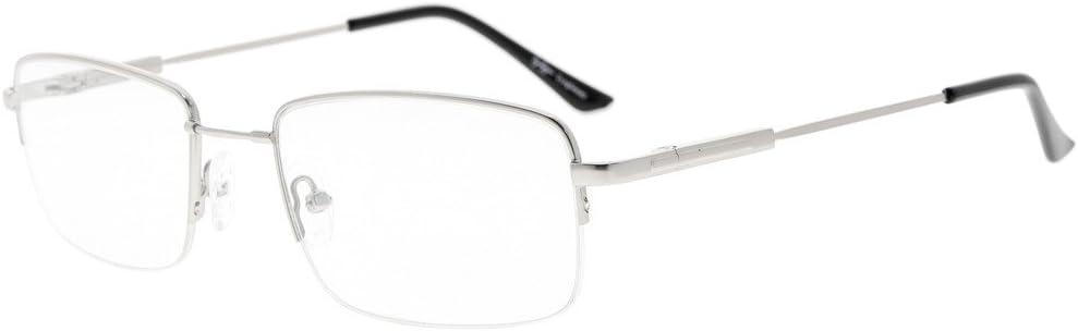 Eyekepper Mens Half-Rim Reading Glasses Memory Readers with Bendable Titanium Bridge and Temple (Gunmetal,+1.75)