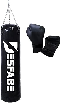 Boxing Star 70x25 Cm Zincirli Boks Kum Torbası Siyah +Boks Eldiveni