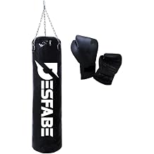 Boxing Star 70x25 Cm Zincirli Boks Kum Torbas  Siyah +Boks Eldiveni