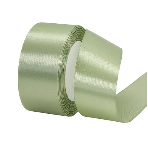 40mm Wide Sage Green Ribbon for Gift Wrapping,22M 1.5Inch Ribbon Green Double Sided Satin Ribbon Solid Fabric Large Thick Ribbon Decorative Ribbon for Crafting,Hair Bows,Sewing,Wedding Car,Presents