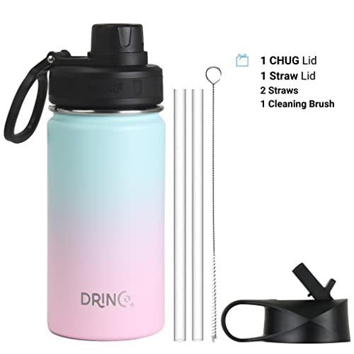 Image of Drinco Stainless Steel Water Bottle Spout Lid Vacuum Insulated Double Wall Water Bottle Wide Mouth Leak Proof Keep Cold Sport Camping Hiking (14oz Macaron)
