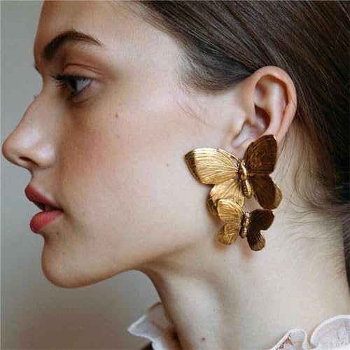 Boho Vivid Butterfly Dangle Earrings for Women,Dainty Long Gold Butterfly Dangle Drop Earrings Wedding Party Jewelry Gifts2