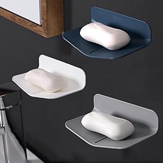 BECHOICEN Self-draining Shower Soap Holder for Soap or Sponge No Drilling Soap Saver with Strong Viscosity for Shower V-shaped Soap Dish for Bathroom and Kitchen (White, 1)