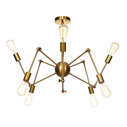 Lustre à bras oscillant réglable vintage, plafonnier suspendu laiton 6/8 branches