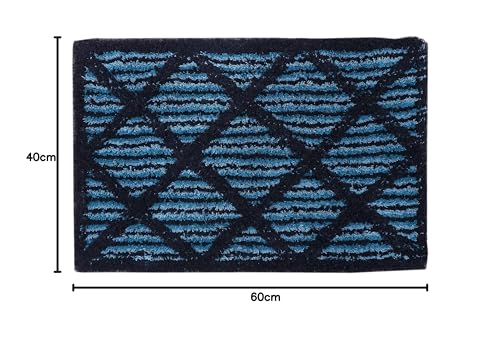 Image of THE HOME TALK Cotton Bathmats | Water Absorbent Runners | Regular Striped Rugs | Floor Mats for Kitchen, Bathroom & Sink | Ultra Soft Mats | Non-Slip Store (Blue Cross, 40x60 CM)