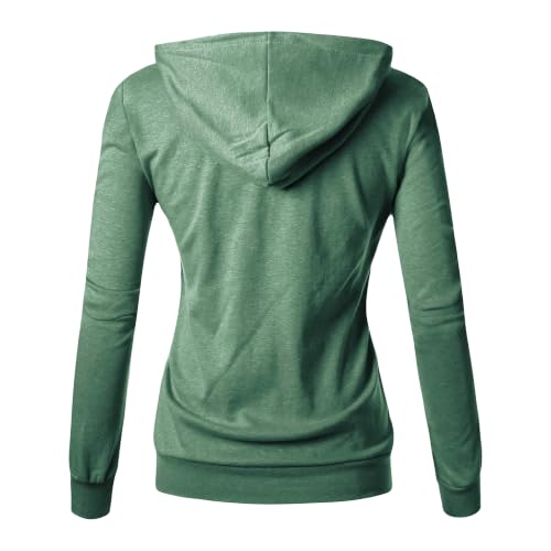 Image of GIVON Basic Lightweight Zip-Up Hoodie Long Sleeve Thin Jacket for Women with Plus Size