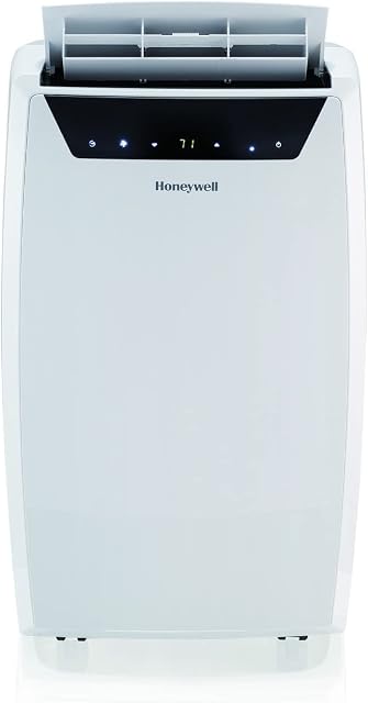 Honeywell 14,000 BTU portatif Air Conditionneur pour Chambre, Salon, Appartement, 115V, Refroidit les chambres jusqu'à 700 Ft. avec déshumidificateur & Ventilateur, option de fuite continue, 24-hour Chronomètre, à distance, blanc