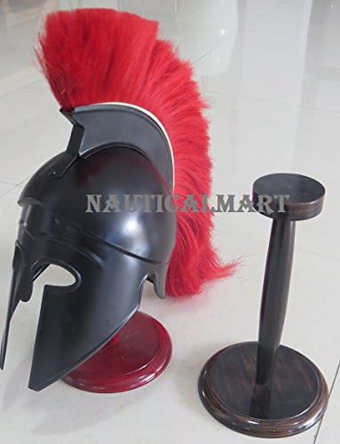NauticalMart Medieval Greek Corinthian Helmet with Wooden Stand in Black