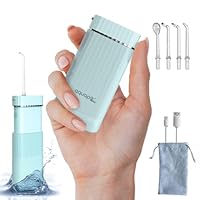 Kabellose tragbare Munddusche | Aquapik® Mini | Portable Water Flosser, IPX7 wasserdicht, 1200 Impulses/min (40–140 PSI), 21 Tage Akku (1100 mAh), 4 Düsen (Implantate & Zahnspangen) (Blau)